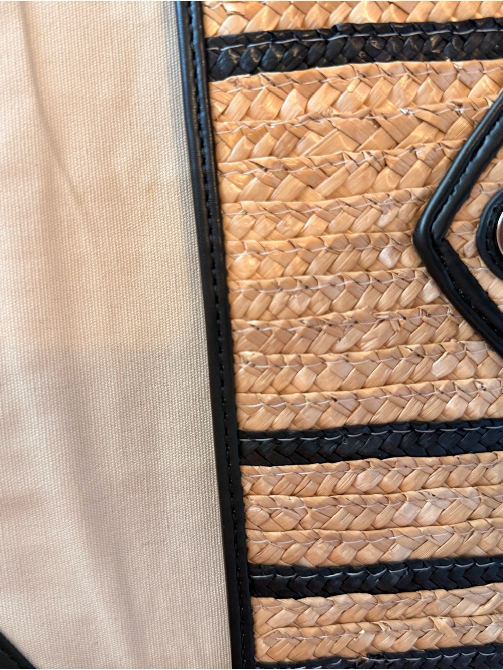 Rebecca Minkoff Natural Straw Clutch with Black Trim - Picture 4 of 8